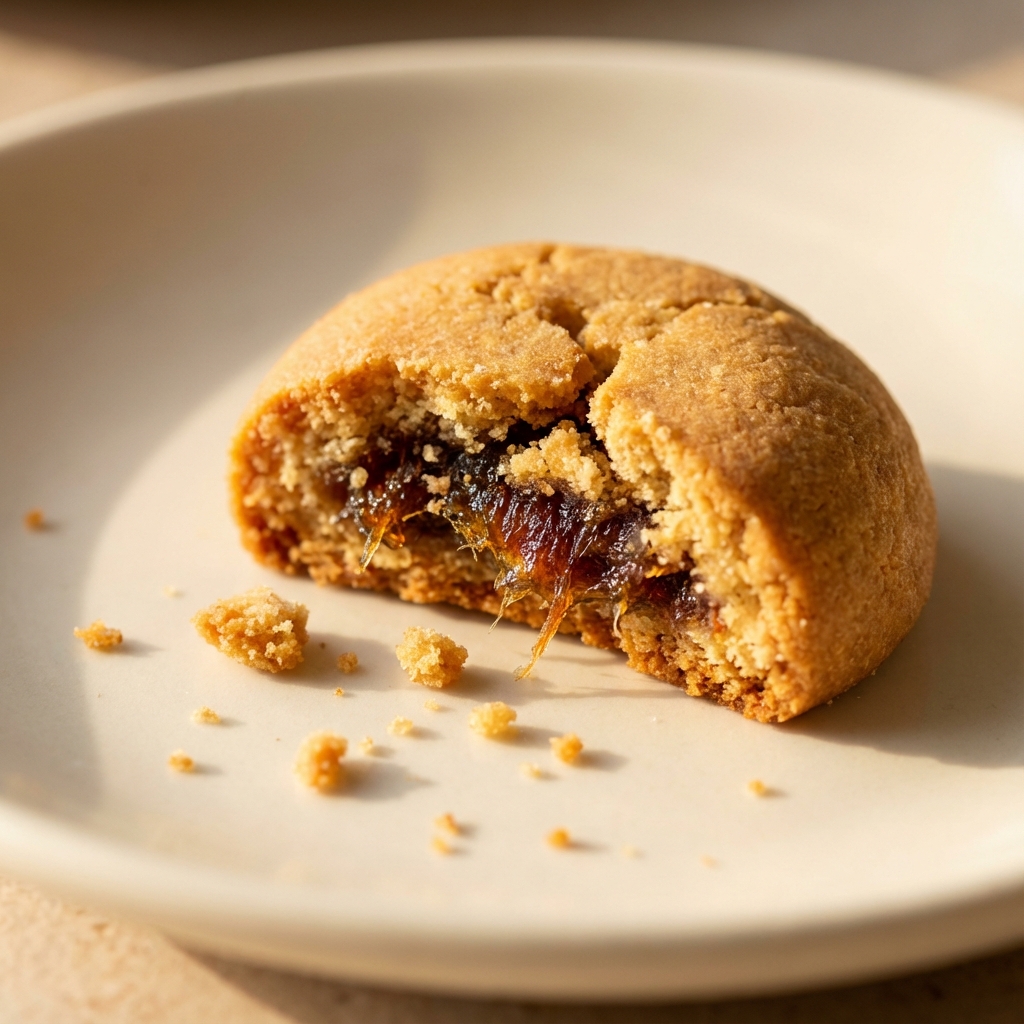 Macro shot of Khajoor Biscuit showing texture
